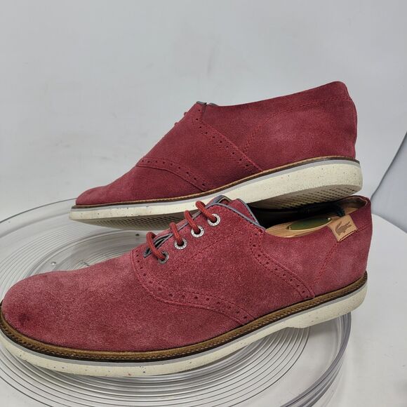 Lacoste Sherbrooke Golf 4 SRM Red Suede Oxford Brogue Mens 10.5 Casual Shoes 99%